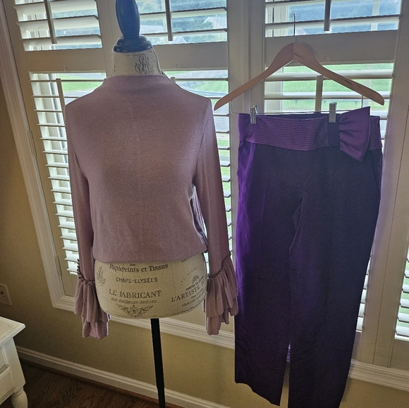 Vtg Violet Tuxedo Waist Trouser Pants Escada Deadstock Romeo Sleeve Sweater Set - Picture 13 of 13